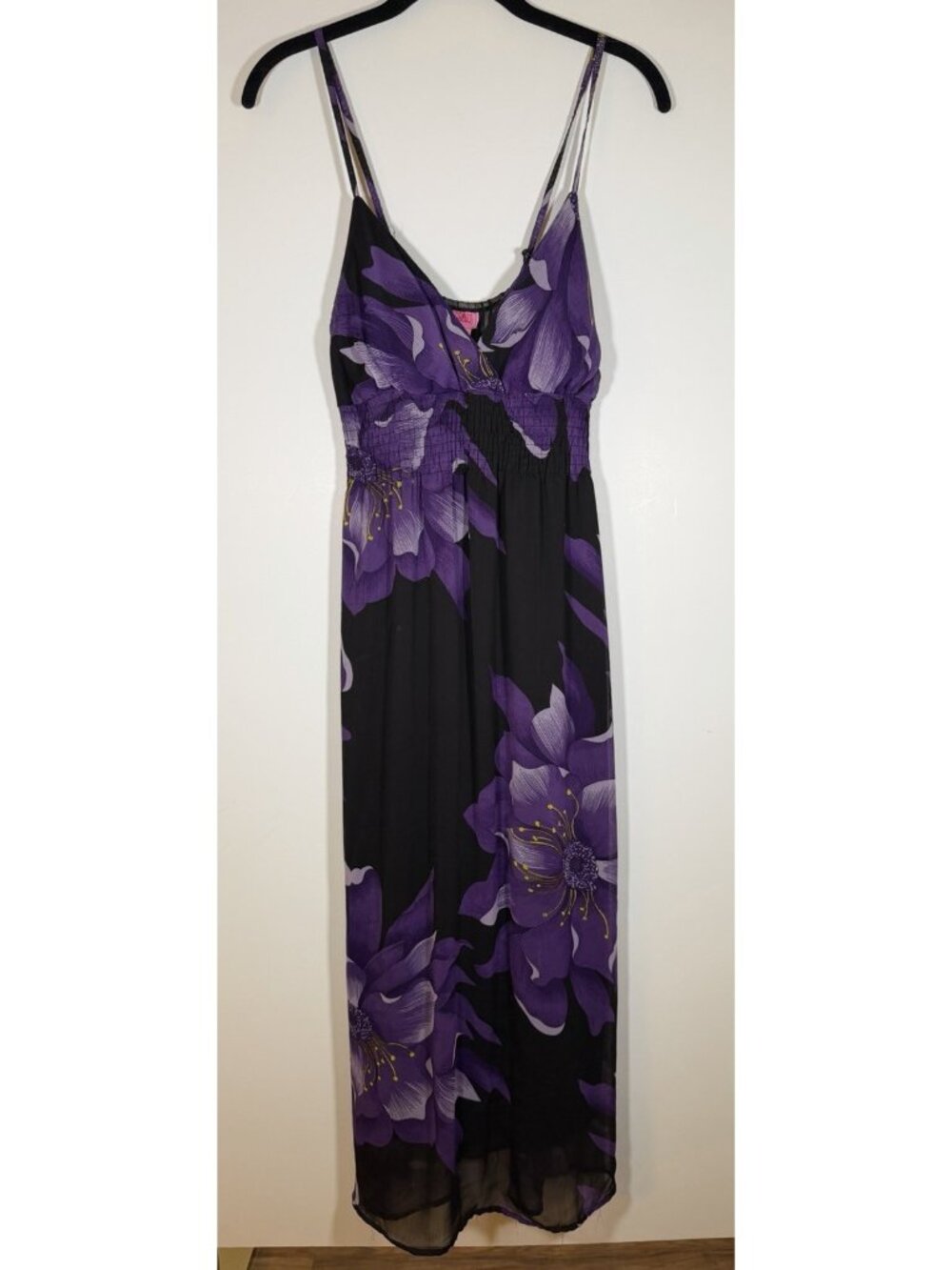 Vintage Y2K She's Cool purple fairy floral babydoll tropical maxi sundress L